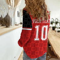 Austria Football Custom Women Casual Shirt Bundesadler Red Checkerboard Eagle