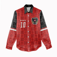 Austria Football Custom Women Casual Shirt Bundesadler Red Checkerboard Eagle
