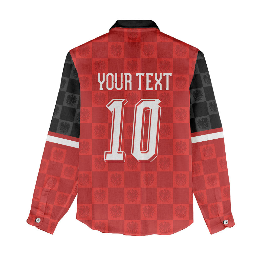 Austria Football Custom Women Casual Shirt Bundesadler Red Checkerboard Eagle