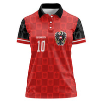 Austria Football Custom Women Polo Shirt Bundesadler Red Checkerboard Eagle