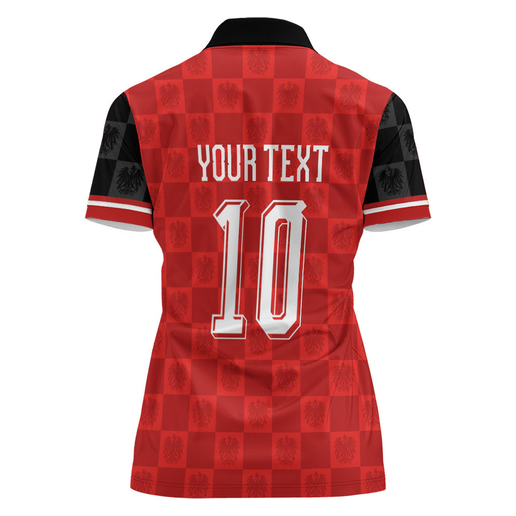 Austria Football Custom Women Polo Shirt Bundesadler Red Checkerboard Eagle