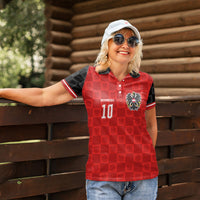 Austria Football Custom Women Polo Shirt Bundesadler Red Checkerboard Eagle