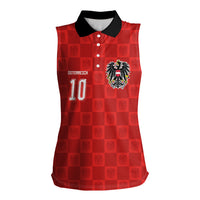 Austria Football Custom Women Sleeveless Polo Shirt Bundesadler Red Checkerboard Eagle