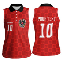 Austria Football Custom Women Sleeveless Polo Shirt Bundesadler Red Checkerboard Eagle