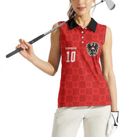 Austria Football Custom Women Sleeveless Polo Shirt Bundesadler Red Checkerboard Eagle