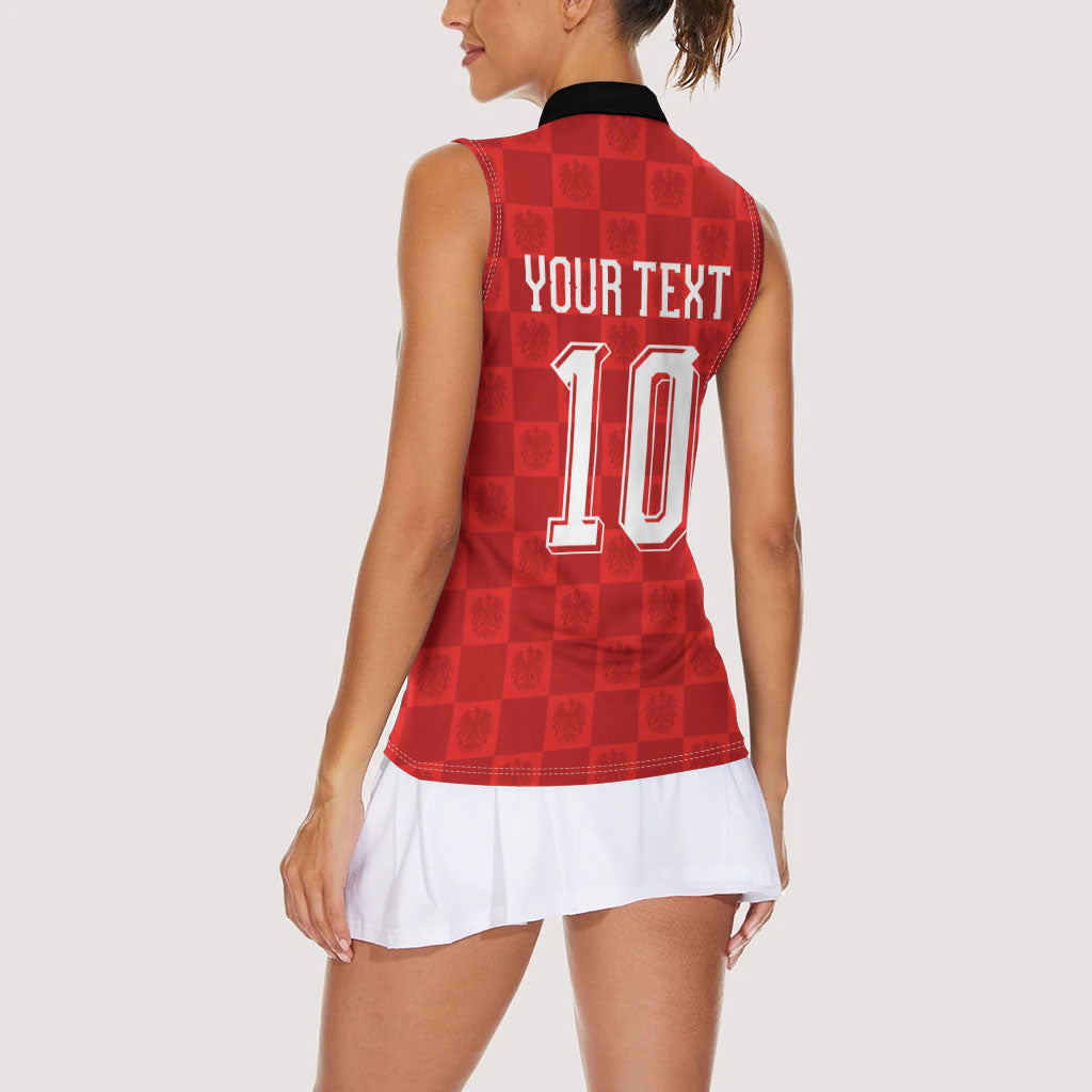 Austria Football Custom Women Sleeveless Polo Shirt Bundesadler Red Checkerboard Eagle