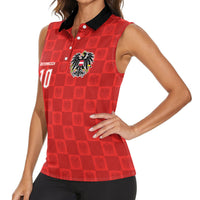Austria Football Custom Women Sleeveless Polo Shirt Bundesadler Red Checkerboard Eagle