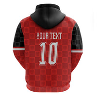 Austria Football Custom Zip Hoodie Bundesadler Red Checkerboard Eagle