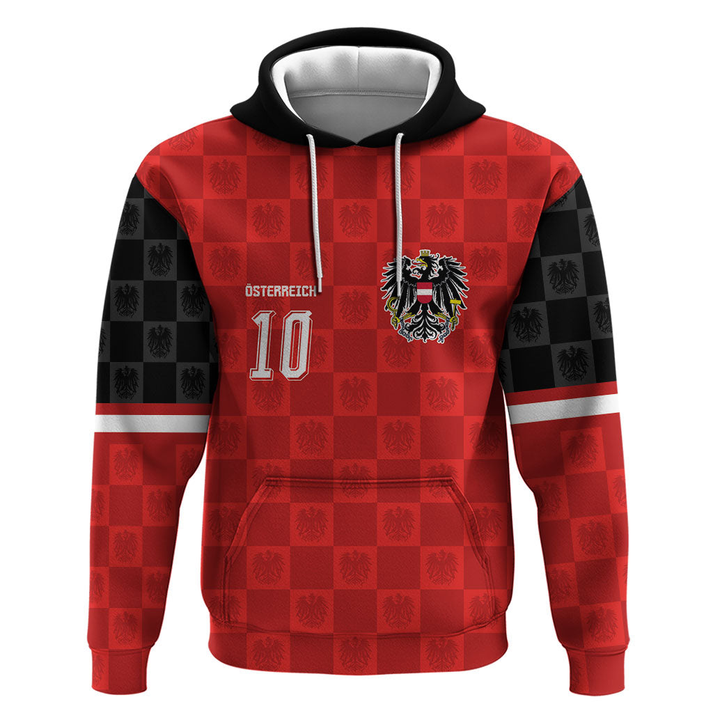Austria Football Custom Zip Hoodie Bundesadler Red Checkerboard Eagle