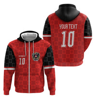 Austria Football Custom Zip Hoodie Bundesadler Red Checkerboard Eagle