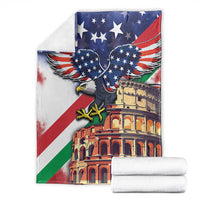 Italian American Heritage Month Blanket USA Eagle and The Colosseum with National Flag