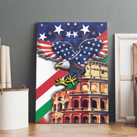 Italian American Heritage Month Canvas Wall Art USA Eagle and The Colosseum with National Flag - Wonder Print Shop