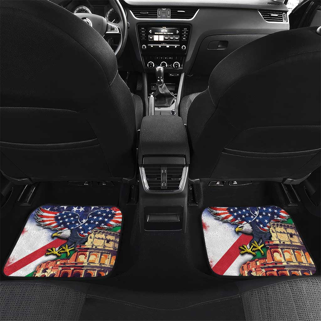 Italian American Heritage Month Car Mats USA Eagle and The Colosseum with National Flag - Wonder Print Shop