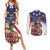 Italian American Heritage Month Couples Matching Summer Maxi Dress and Long Sleeve Button Shirt USA Eagle and The Colosseum with National Flag - Wonder Print Shop