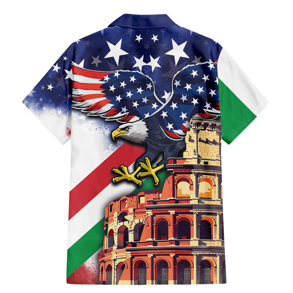 Italian American Heritage Month Family Matching Mermaid Dress and Hawaiian Shirt USA Eagle and The Colosseum with National Flag - Wonder Print Shop