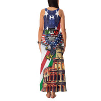 Italian American Heritage Month Family Matching Tank Maxi Dress and Hawaiian Shirt USA Eagle and The Colosseum with National Flag - Wonder Print Shop