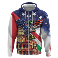 Italian American Heritage Month Hoodie USA Eagle and The Colosseum with National Flag - Wonder Print Shop