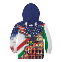 Italian American Heritage Month Kid Hoodie USA Eagle and The Colosseum with National Flag - Wonder Print Shop