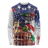 Italian American Heritage Month Long Sleeve Shirt USA Eagle and The Colosseum with National Flag - Wonder Print Shop