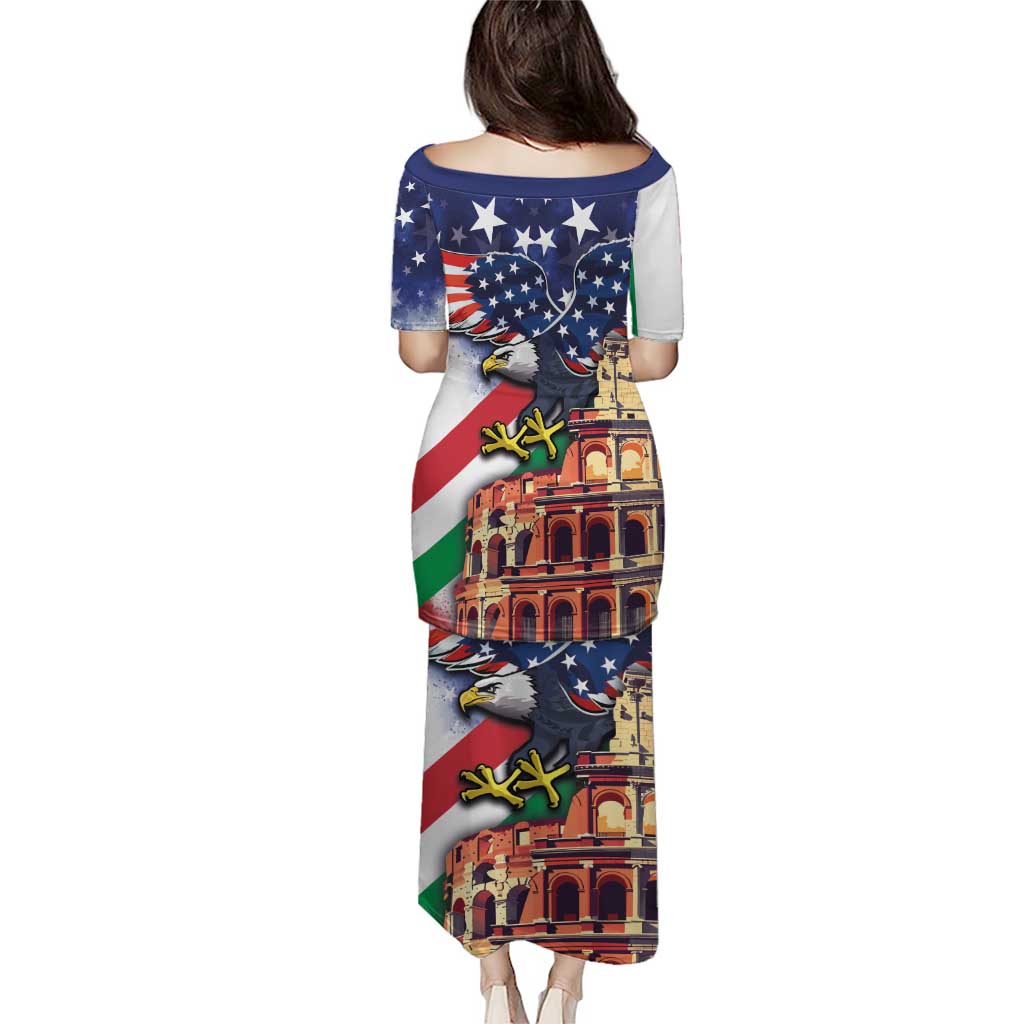 Italian American Heritage Month Puletasi USA Eagle and The Colosseum with National Flag - Wonder Print Shop