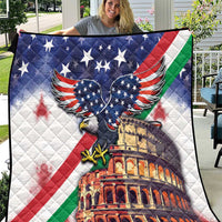 Italian American Heritage Month Quilt USA Eagle and The Colosseum with National Flag - Wonder Print Shop