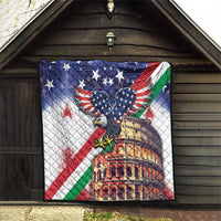 Italian American Heritage Month Quilt USA Eagle and The Colosseum with National Flag - Wonder Print Shop