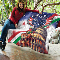 Italian American Heritage Month Quilt USA Eagle and The Colosseum with National Flag - Wonder Print Shop