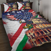 Italian American Heritage Month Quilt Bed Set USA Eagle and The Colosseum with National Flag - Wonder Print Shop