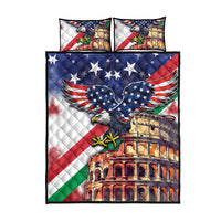 Italian American Heritage Month Quilt Bed Set USA Eagle and The Colosseum with National Flag - Wonder Print Shop