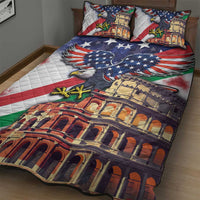 Italian American Heritage Month Quilt Bed Set USA Eagle and The Colosseum with National Flag - Wonder Print Shop
