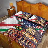 Italian American Heritage Month Quilt Bed Set USA Eagle and The Colosseum with National Flag - Wonder Print Shop