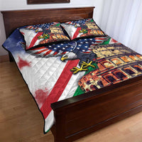 Italian American Heritage Month Quilt Bed Set USA Eagle and The Colosseum with National Flag - Wonder Print Shop