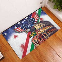 Italian American Heritage Month Rubber Doormat USA Eagle and The Colosseum with National Flag - Wonder Print Shop