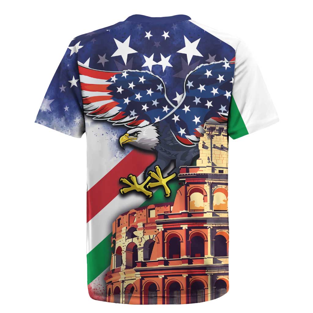 Italian American Heritage Month Rugby Jersey USA Eagle and The Colosseum with National Flag - Wonder Print Shop