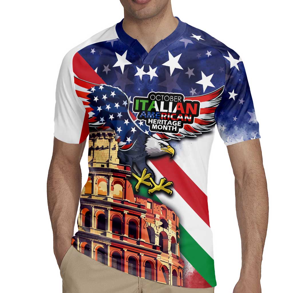 Italian American Heritage Month Rugby Jersey USA Eagle and The Colosseum with National Flag - Wonder Print Shop