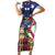 Italian American Heritage Month Short Sleeve Bodycon Dress USA Eagle and The Colosseum with National Flag - Wonder Print Shop