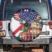 Italian American Heritage Month Spare Tire Cover USA Eagle and The Colosseum with National Flag - Wonder Print Shop