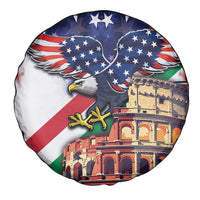 Italian American Heritage Month Spare Tire Cover USA Eagle and The Colosseum with National Flag - Wonder Print Shop
