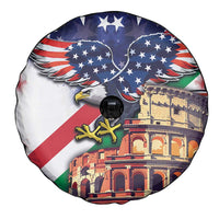 Italian American Heritage Month Spare Tire Cover USA Eagle and The Colosseum with National Flag - Wonder Print Shop