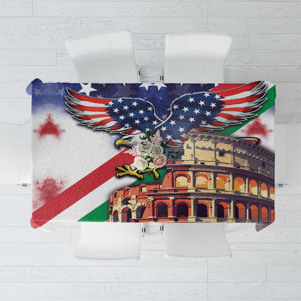 Italian American Heritage Month Tablecloth USA Eagle and The Colosseum with National Flag - Wonder Print Shop