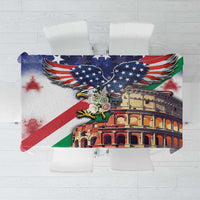 Italian American Heritage Month Tablecloth USA Eagle and The Colosseum with National Flag - Wonder Print Shop