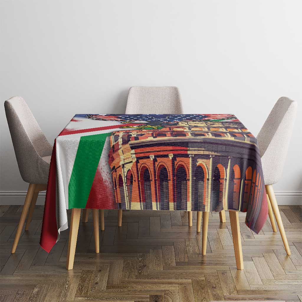 Italian American Heritage Month Tablecloth USA Eagle and The Colosseum with National Flag - Wonder Print Shop