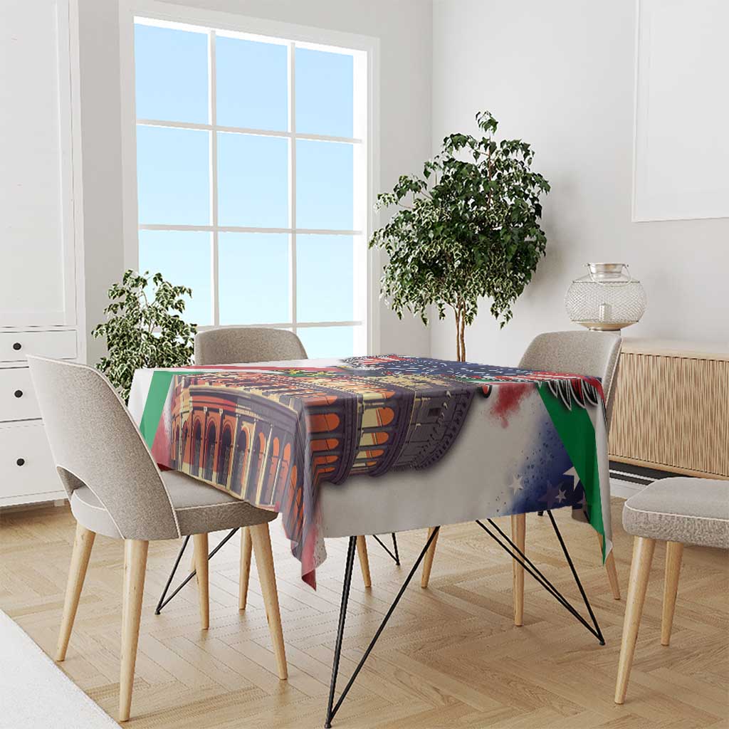 Italian American Heritage Month Tablecloth USA Eagle and The Colosseum with National Flag - Wonder Print Shop