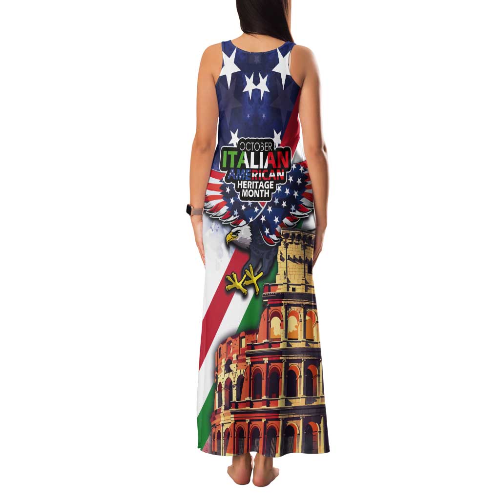 Italian American Heritage Month Tank Maxi Dress USA Eagle and The Colosseum with National Flag - Wonder Print Shop