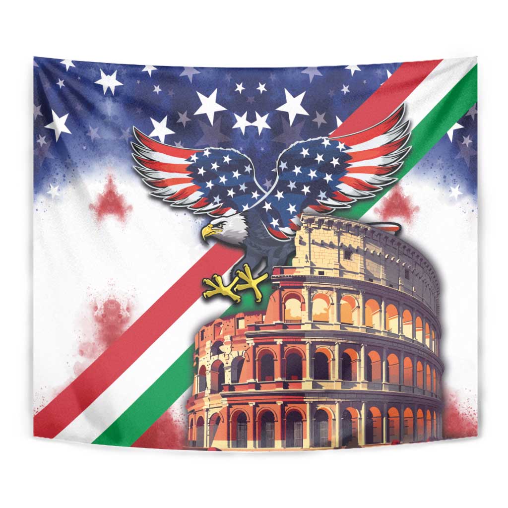Italian American Heritage Month Tapestry USA Eagle and The Colosseum with National Flag - Wonder Print Shop