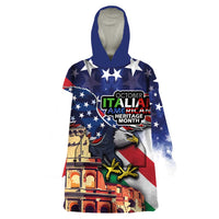 Italian American Heritage Month Wearable Blanket Hoodie USA Eagle and The Colosseum with National Flag - Wonder Print Shop
