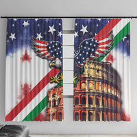 Italian American Heritage Month Window Curtain USA Eagle and The Colosseum with National Flag - Wonder Print Shop