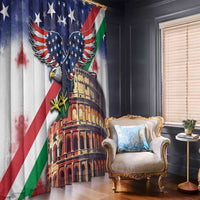 Italian American Heritage Month Window Curtain USA Eagle and The Colosseum with National Flag - Wonder Print Shop