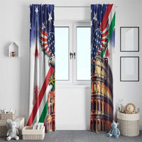 Italian American Heritage Month Window Curtain USA Eagle and The Colosseum with National Flag - Wonder Print Shop