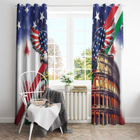 Italian American Heritage Month Window Curtain USA Eagle and The Colosseum with National Flag - Wonder Print Shop